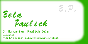 bela paulich business card